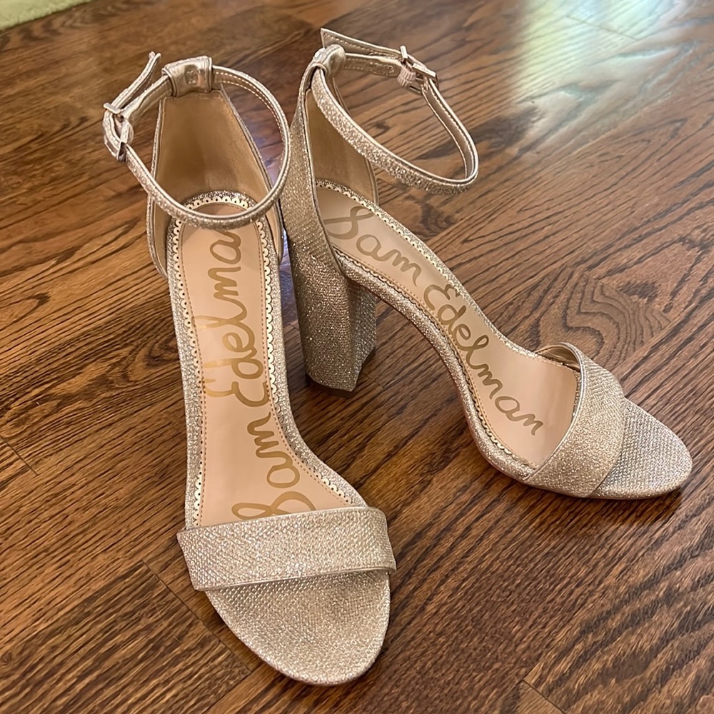 Sam Edelman Gold Sparkle Open Toe Sandals (Yaro style)